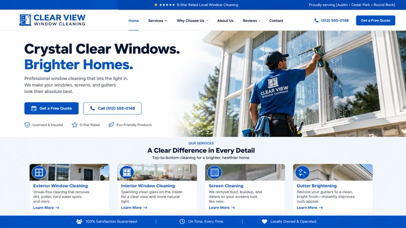 Clear View Window Cleaning website